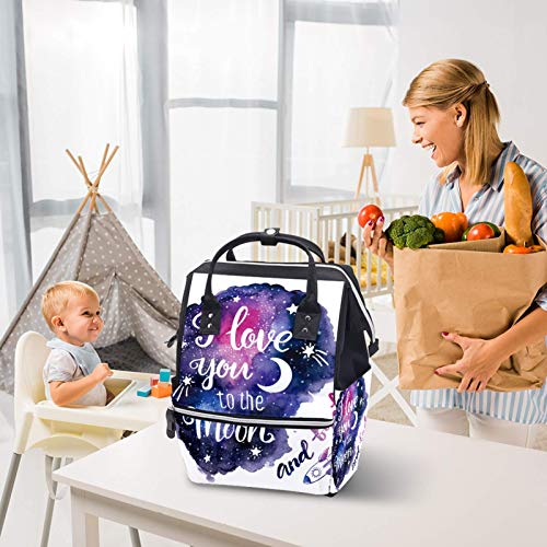 LORVIES I Love You to The Moon Galaxy Diaper Bag Backpack, Large Capacity Muti-Function Travel Backpack | The Storepaperoomates Retail Market - Fast Affordable Shopping