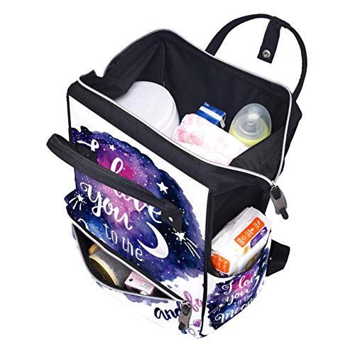 LORVIES I Love You to The Moon Galaxy Diaper Bag Backpack, Large Capacity Muti-Function Travel Backpack | The Storepaperoomates Retail Market - Fast Affordable Shopping