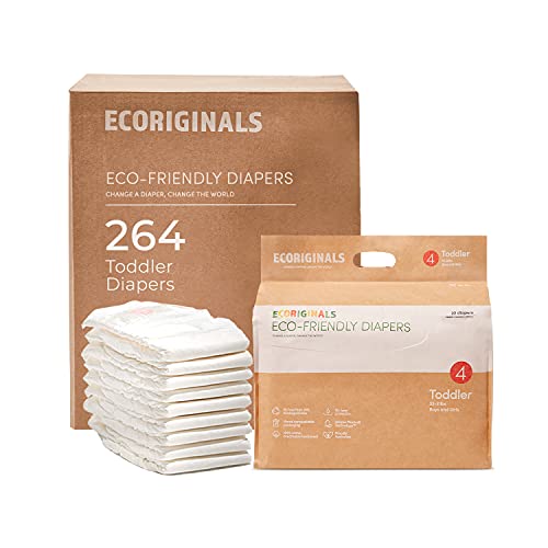 Ecoriginals Eco Disposable Diapers | Toddler Size 4, 22-30lbs | 12 Pack, 264 Count | Plant-Based, Non-Toxic | The Storepaperoomates Retail Market - Fast Affordable Shopping