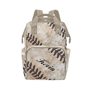 Personalized Baseball Diaper Bag with Name Nappy Bags Casual Daypack Waterproof Mummy Backpack for Mom Girl