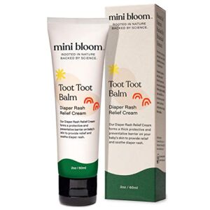Mini Bloom Toot Toot Balm Diaper Rash Relief Cream | Baby & Kid Safe | Calms & Soothes Irritated Skin | Made w/ Zinc oxide, Vitamin E, Shea Butter, Coconut, Jojoba & Sunflower Oils | 2 oz