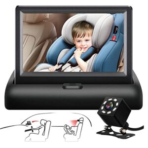 VEKOOTO Baby Car Mirror, Baby Car Camera 4.3″ HD Display with Night Vision, Car Seat Camera Monitor for Baby Rear Facing with 120 Degrees Wide Clear View, Easily Observe The Baby’s Move