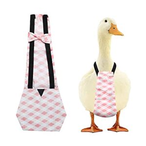 WANHAI Chicken Diaper for Pet Duck Goose or Hens Nappy Poultry Clothes with Bow-Knot,Washable Reusable and Adjustable, Pink-white
