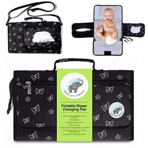 Baby Changing Pad with Shoulder Strap – Diaper Changing Mat with Built in Head Pillow and Large Pockets – Fully Padded Portable Changing Pad Perfect as Travel Diaper Changing Station for Newborns