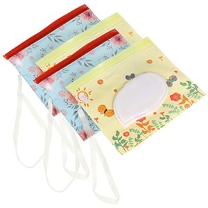 Healifty 4pcs Wet Wipe Pouch Dispenser Reusable Refillable Baby Wipes Bag Handy Travel Wipes Holder Case Diaper Bag