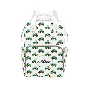 Personalized Funny Farm Tractor Diaper Bag with Name Nappy Bags Casual Daypack Waterproof Mummy Backpack for Mom Girl
