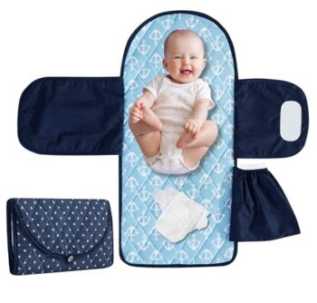 Baby Portable Changing Pad, Soft & Waterproof Portable Changing Mat with Protecting Wraps, Lightweight Baby Change Pad, One-Hand Diaper Change Mat, Infant Travel Mat Station for Easy On The Go, Navy | The Storepaperoomates Retail Market - Fast Affordable Shopping