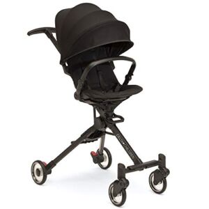 Delta Children Spyder Stroller – Lightweight/Compact Travel Stroller Features Extendable Canopy & Recline – Car Seat Adapter Included – Easy-Coast Puncture-Proof Wheels, Black