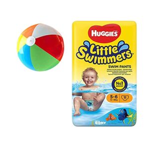 Medium – Little Swimmers Disposable Swim Diapers 11-Count Bonus Inflatable Pool Ball Age 3+