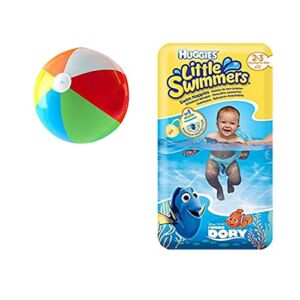 X-Small – Little Swimmers Disposable Swim Diapers, (7lb-18lb.), 12-Count Bonus Inflatable Pool Ball (5 inch)