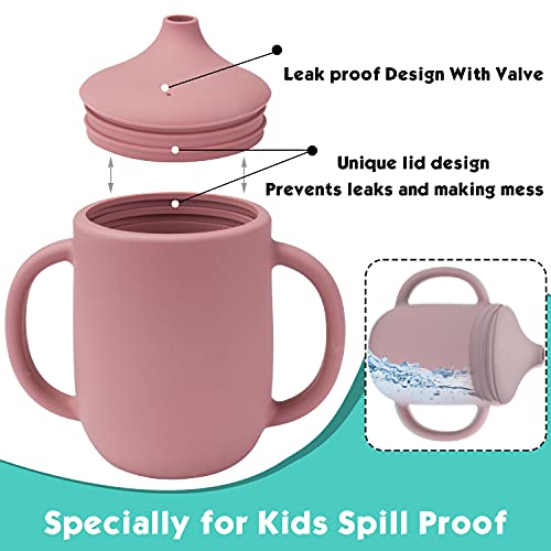 Toddler Training Cup, Kids Spill Proof Cup with Leak Proof Lid and Silicone Straw, with Easy-grip Double Handles Cup Baby Sippy Cup for Drinking (Blush) | The Storepaperoomates Retail Market - Fast Affordable Shopping