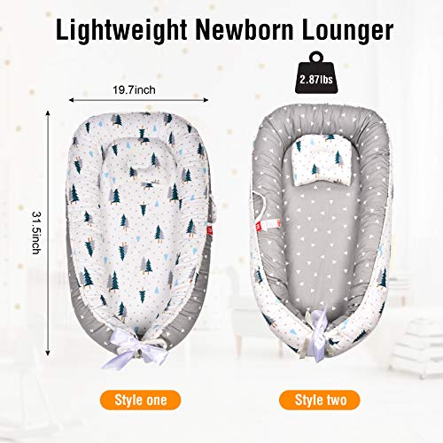 SMTTW Baby Nest, Baby Lounger Co Sleeping Bassinet for Baby Newborn Lounger 100% Soft Cotton Breathable with Baby Pillows for Sleeping, Portable Bassinet as Baby Shower Gifts (Flower) | The Storepaperoomates Retail Market - Fast Affordable Shopping
