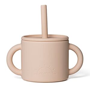 My First… 2 in 1 Silicone toddler open cup and sippy cup with straw. BPA Free baby training cup. 7 ounces.
