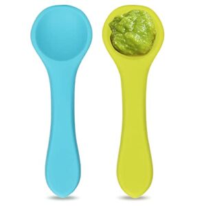 Baby Spoons – Silicone Tiny Spoons for First Stage Self Feeding 6 Months – Infant Spoons for Baby Led Weaning – 100% Food Grade – Dishwasher Safe