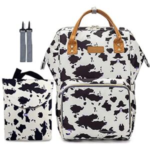 Cow Print Diaper Bag Backpack Set for Baby Girls Mom, Large Capacity Multi-Function Nappy Bags Organizer