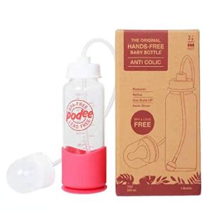 Hands Free Baby Bottle – Anti-Colic Self Feeding System 7 oz Glass Bottle (1 Pack – Pink)