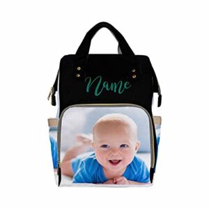 Personalized Backpack with Name, Custom Photo Diaper Bag Happy Baby Picture Fashion Schoolbag Nursing Baby Bags Shoulder Bag Casual Day-pack Bag for Mom Girls Shopping School Present