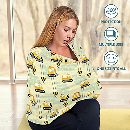 Nursing Cover Breastfeeding Scarf Construction Vehicle Yellow Excavator Baby Car Seat Covers Soft Breathable Infant Carseat Canopy Stroller Cover for Boys Girls | The Storepaperoomates Retail Market - Fast Affordable Shopping