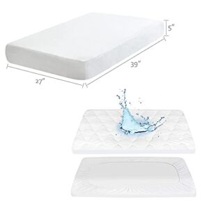 Pack N Play Mattress Pad Cover 100% Waterproof, Pack N Play Fitted Sheet, 100% Cotton