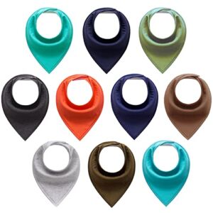 Baby Bandana Drool Bibs for Boys, Girls, Baby Unisex Cotton Bibs 10 Pack Soft and Absorbent (Gentle world)