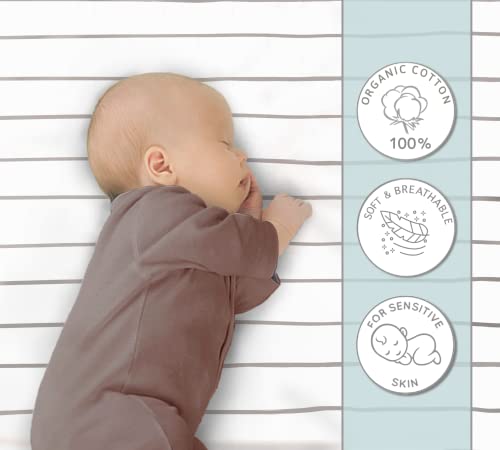 Cambria Baby 2 Pk 100% Organic Cotton Travel Crib/ Playard Sheets for Guava Lotus, Baby Bjorn, Dream on Me, Baby Joy and All Other 24″ x 42″ Pads/mattresses. (Gray Clouds and Hand Drawn Stripes) | The Storepaperoomates Retail Market - Fast Affordable Shopping