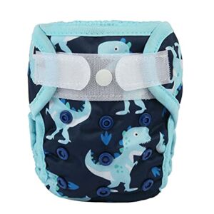 Newborn Baby Cloth Diaper Cover Nappy Hook and Loop (Blue Dinosaurs)