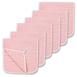 Muslin Burp Cloths for Baby 100% Cotton Large 20”X10” 6 Layers Thicken Super Soft and Absorbent by CottCare(6 Pack,Pink)
