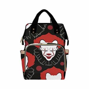 InterestPrint Waterproof Multifunctional Large Travel Nappy Changing Bags Halloween Scary Clowns