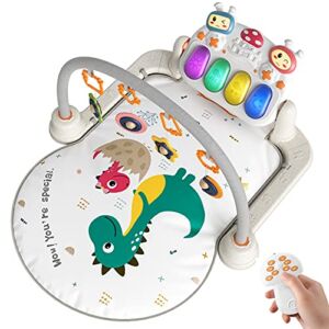 TUMAMA Dinosaur Baby Gym,Remote Control Baby Activity Gym Playmats,Kick and Play Piano Baby Play Mat for Newborn Boys and Girls Christmas Gifts