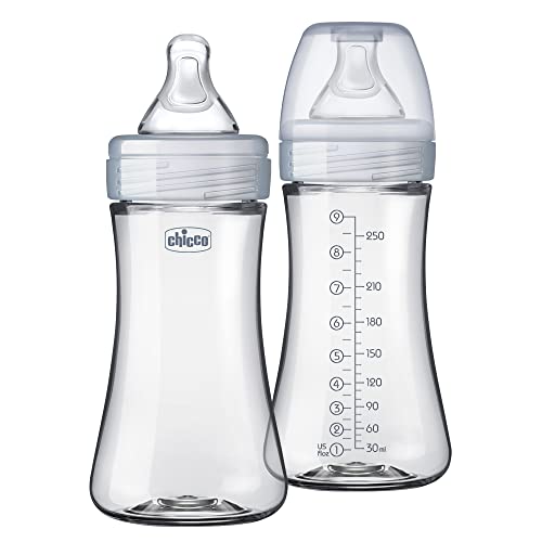 Chicco Duo 9oz. Hybrid Baby Bottle with Invinci-Glass Inside/Plastic Outside 2-Pack with Slow Flow Anti-Colic Nipple – Clear/Grey | The Storepaperoomates Retail Market - Fast Affordable Shopping