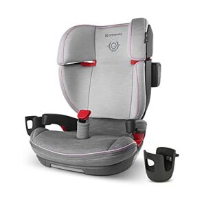 UPPAbaby ALTA Booster Seat – Sasha (Grey Melange/Pink Accent) + Extra Cup Holder for ALTA