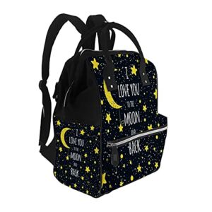 Sky Full of Moon and Star Diaper Bags Backpack I Love You to The Moon and Back St Valentines Day Inspirational Quote Travel Mom Backpack
