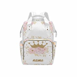 Customized Your Diaper Bag Backpack Crown and Flowes Customized Multi-Function Diaper Bags with Name Backpack