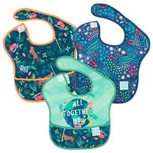 Bumkins SuperBib, Baby Bib, Waterproof, Washable Fabric, Fits Babies and Toddlers 6-24 Months – Jungle (3-Pack)
