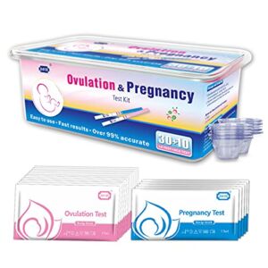 DAVID Ovulation Predictor Kit, 30 Ovulation Tests + 10 Pregnancy Tests Strips, 40 Count with Urine Cups, Fertility Test for Women, Over 99% Accurate（30LH-10HCG）