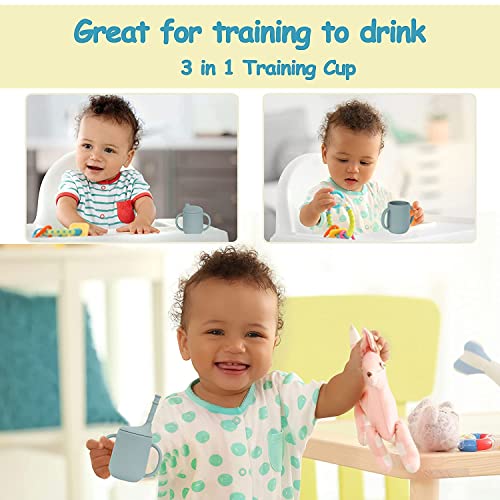 Silicone Sippy Cup with Straw, 8 Oz, 6 Months +, Easy to Clean Toddler Straw Cup for Baby, Trainer Cup for Infant, BPA-Free, Safe Use for Freezer, Dishwasher and Microwave | The Storepaperoomates Retail Market - Fast Affordable Shopping