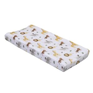 NoJo Jungle Trails Grey, Gold, Green & White Super Soft Animal Print Changing Pad Cover, Grey, Green, Gold, White