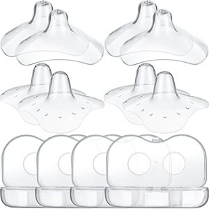 8 Pieces Contact Nipple Protector 24 mm 15 mm Nipple Everters with Clear Carrying Case, Silicone Nipple Extender for Breastfeeding with Latch Difficulties, Flat or Inverted Nipples
