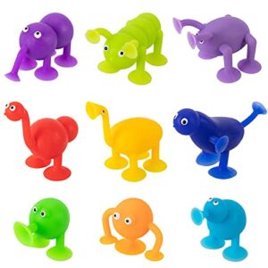 9pcs Suction Bath Toys for Babies- Soft Silicone Stress Toys Set Building Blocks Suction Baby Toy Animal Shape Sucker Toys for Kids Stress Release, Parent-Child Interactive Game, Shower, Bathtubs