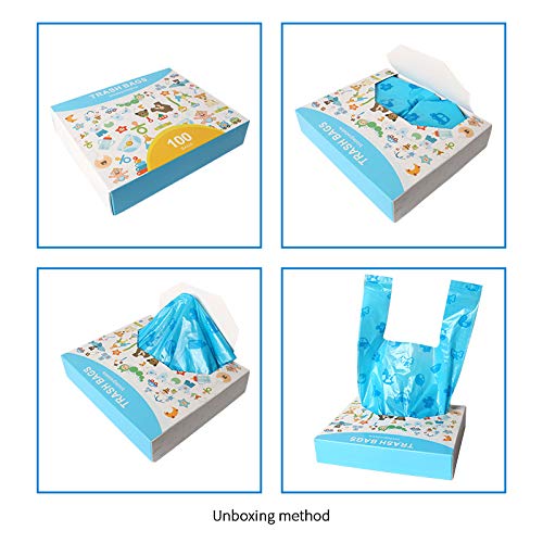200pcs Degradable Diaper Bags with Handle Easy-Tie, Baby Nappy Sacks Waste Bin or Pet Waste Bags, Biodegradable Diaper Trash Bags for Nappies, Rubbish, Dog Poop (18.5*37cm, Blue) | The Storepaperoomates Retail Market - Fast Affordable Shopping