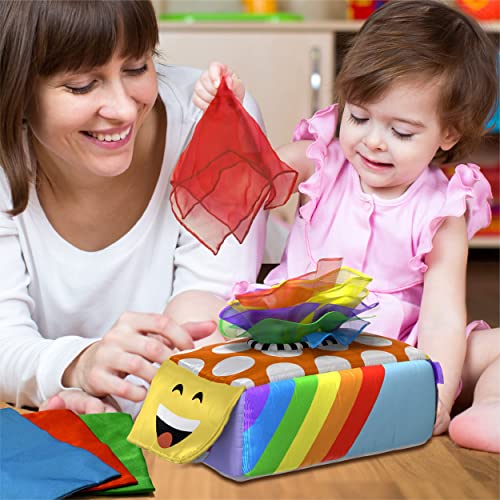 Montessori Tissue Box Sensory Toy for Baby Toddler , Pull, Sort, Crinkle, Colors and Patterns – Gift for 6 Months+, 1 2 3 Years | The Storepaperoomates Retail Market - Fast Affordable Shopping