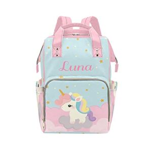Cute Unicorn Color Pink Diaper Bags with Name Waterproof Mummy Backpack Nappy Nursing Baby Bags Gifts Tote Bag for Women