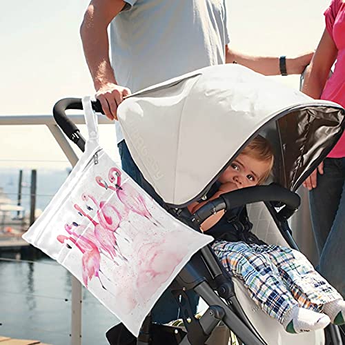 visesunny Flamingo with Splash 2Pcs Wet Bag with Zippered Pockets Washable Reusable Roomy Diaper Bag for Travel,Beach,Pool,Daycare,Stroller,Diapers,Dirty Gym Clothes, Wet Swimsuits, Toiletries | The Storepaperoomates Retail Market - Fast Affordable Shopping