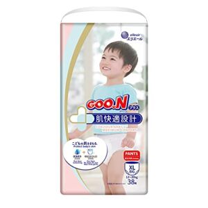 GOO.N Plus+ Pants XL Size (up to 44 lb) Unisex 38 Count Japanese Pull-up Skin Comfortable Design, Made in Japan