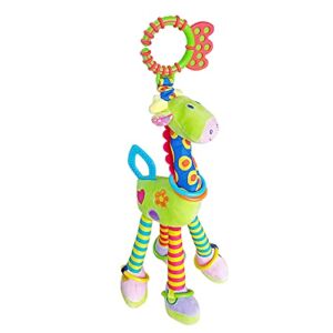 D-KINGCHY Baby Toy 0-6 Months, Baby Car Seat Stroller Toy Teething Toy, Soft Giraffe Hanging Toy with Sound and Teether for 0-3 Years Old (Green)