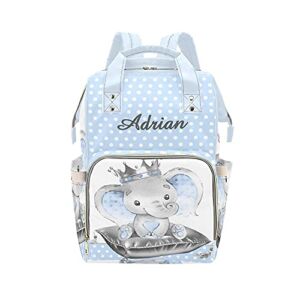 Personalized Cute Elephant Diaper Bag Backpack with Name for Men Women Custom Nursing Baby Bags Shoulders Travel Bag Daypack