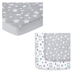 Pack and Play Sheet Quilted, Breathable Thick Playpen Sheets, Lovely Print Mattress Cover, Mini Crib Sheets, 2 Pack Pack and Play Sheets, Stretchy Pack n Play Playard Fitted Sheet