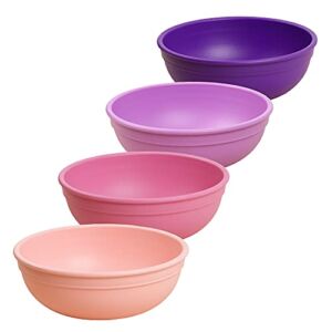 RE-PLAY | Made in USA | Set of 4 – 5.75″ Family Friendly Bowls in Bright Pink, Blush, Purple, Amethyst | Eco Friendly Heavyweight Recycled Plastic |Virtually Indestructible! |BPA Free | Princess+