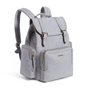 SUNVENO Diaper Bag Backpack, Baby Changing Bag Nappy Tweed Baby Diaper Bags Multifunction Waterproof for Travel(Gray)