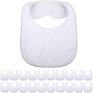 20 Pieces Sublimation Baby Bib Sublimation Feeder Bib Washable Reusable Fabric (White)